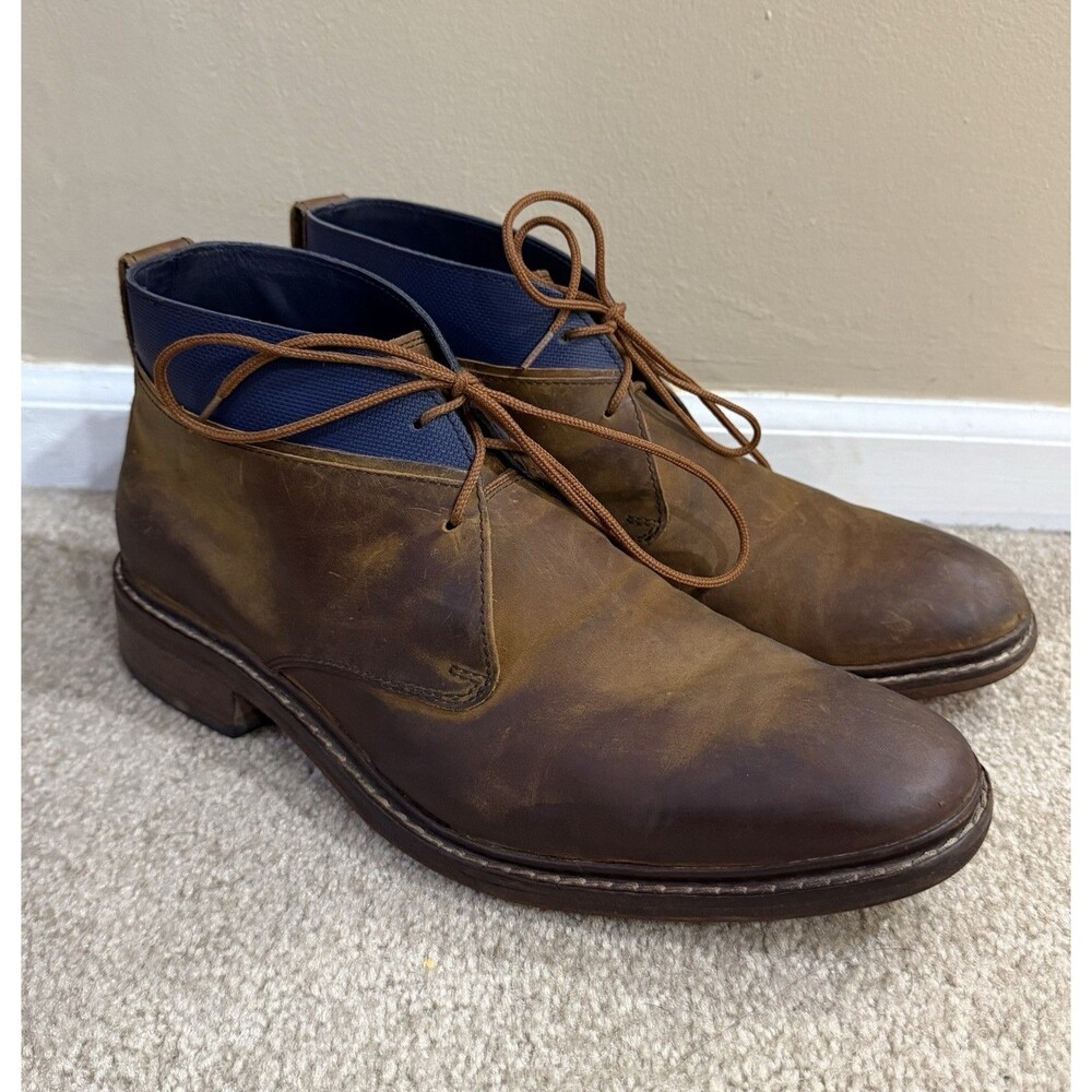Cole Haan Colton Chukka Boots Mens 11 Brown Leather Blue Band Collar Shoe C11771